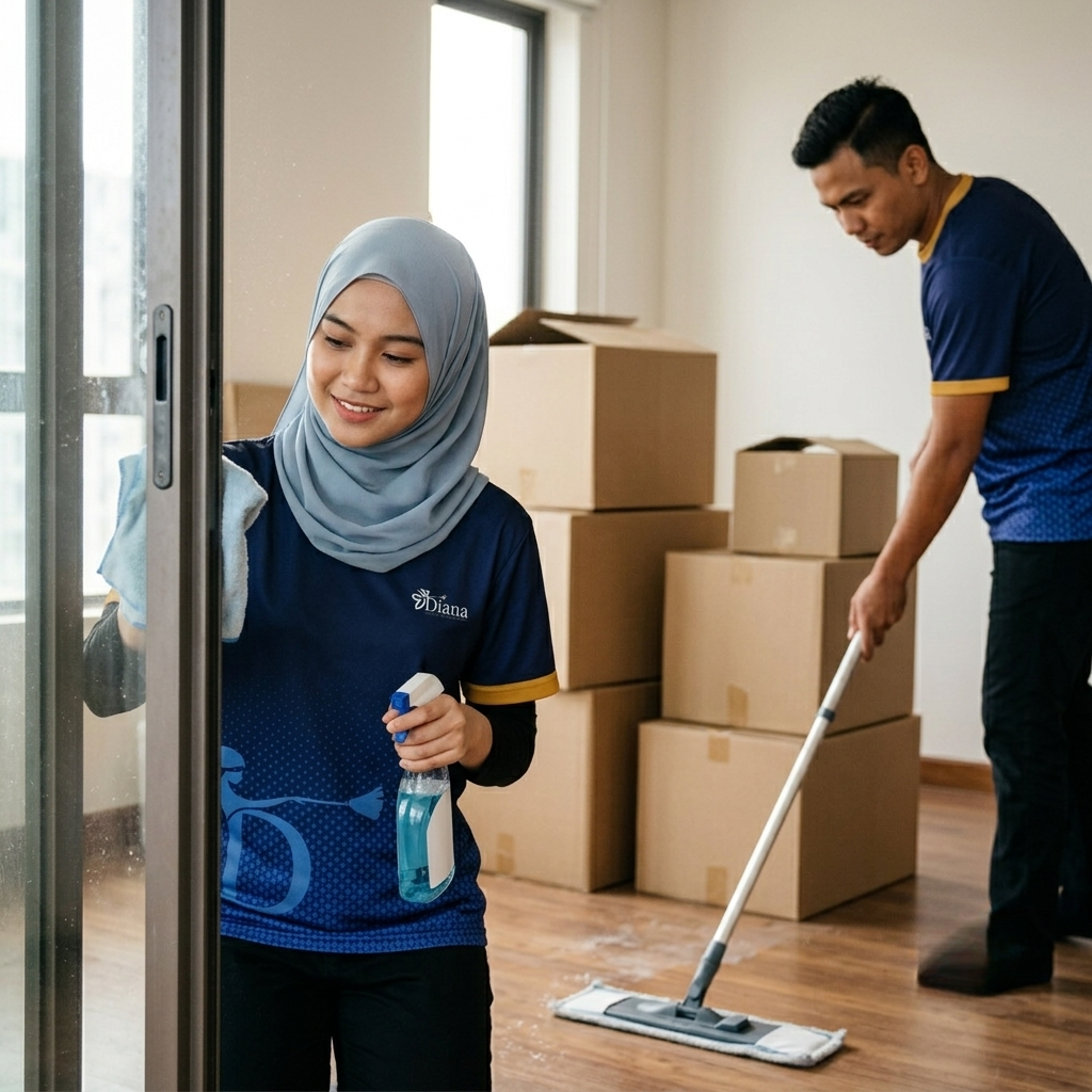 Post-renovation cleaning in a room